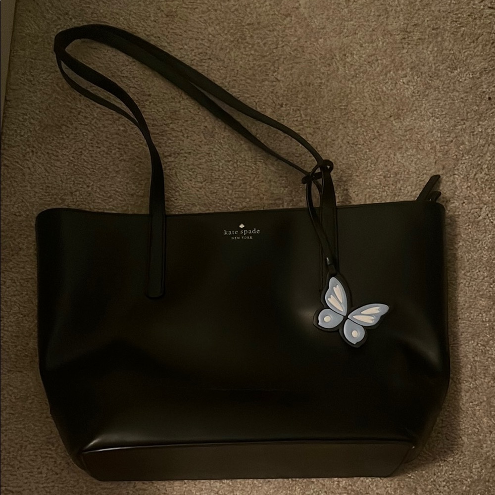 Kate Spade Black Tote Bag with Butterfly Charm